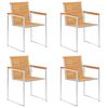 vidaXL Patio Chairs 4 pcs with Cushions Solid Teak Wood