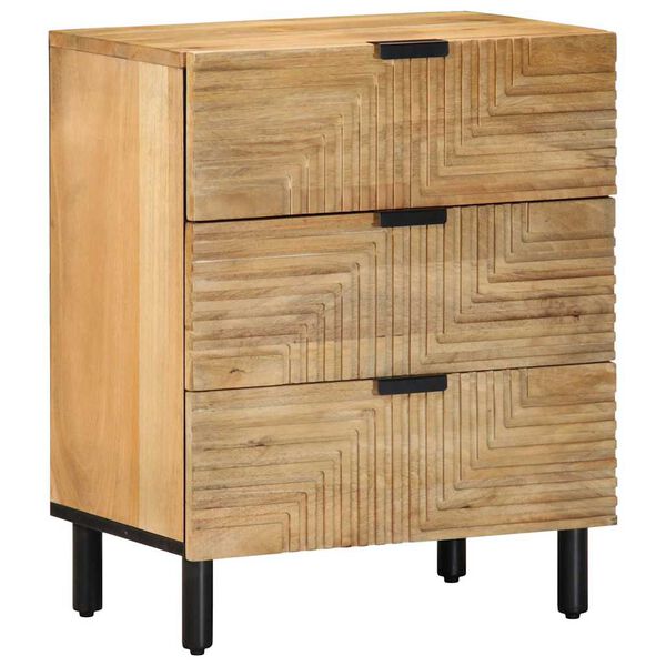 vidaXL Bedside Cabinet Brown Solid Mango Wood, Engineered Wood, Metal