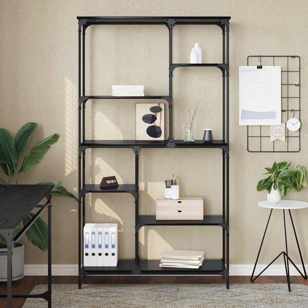 vidaXL Bookshelf Black Oak 38.98 x 13.98 x 69.29 in Engineered Wood