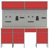 vidaXL Work Bench with Drawer 10 pcs Red 200 x 55 x 200 cm Steel