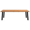 vidaXL Dining Table Light Brown Solid Oak Wood, Powder-Coated Steel Large