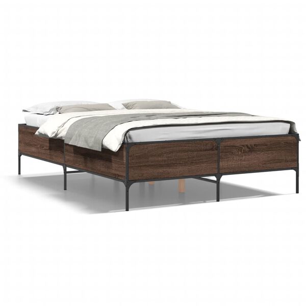vidaXL Bed Frame Brown Oak Engineered wood Small Double Durable