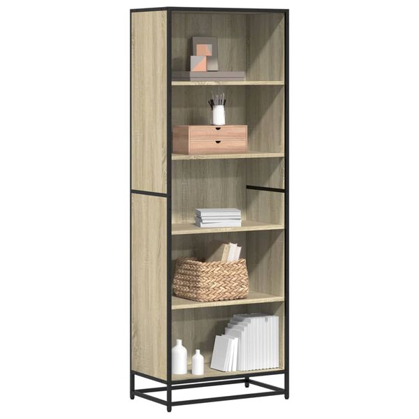 vidaXL Bookcase Sonoma Oak Engineered wood, metal Tall Bookcase