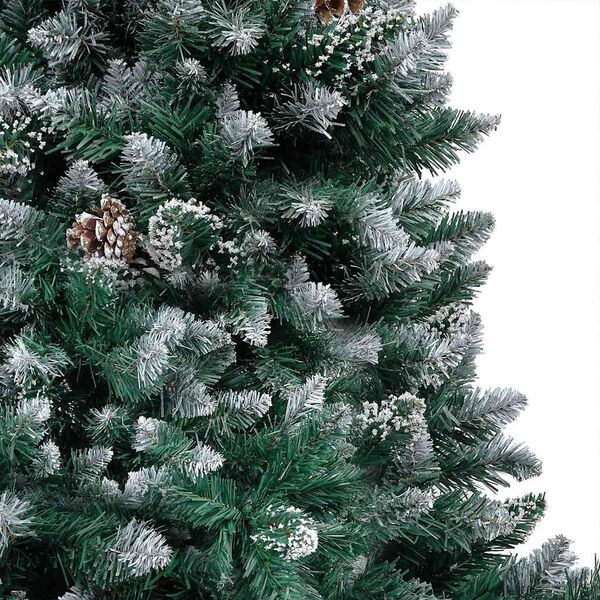 vidaXL Christmas Tree Green and white PVC, steel, plastic Large