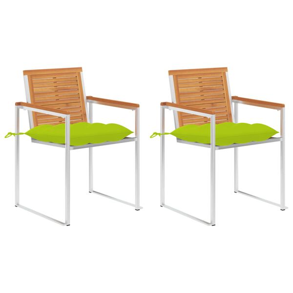 vidaXL Patio Chairs with Cushions 2 pcs Solid Acacia Wood and Steel