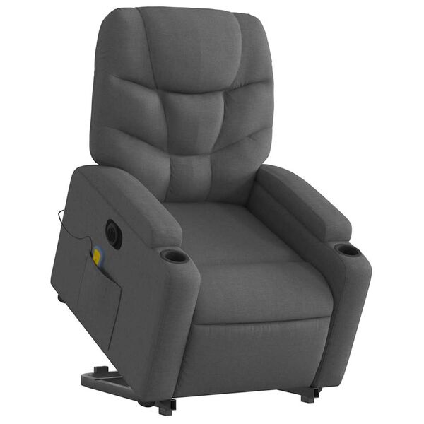 vidaXL Electric Stand up Massage Recliner Chair Dark Gray Fabric