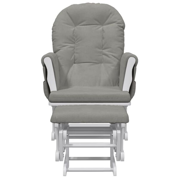 vidaXL Glider Chair with Stool Light Gray Fabric