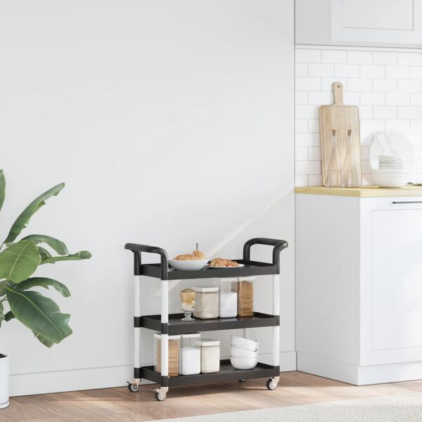 vidaXL 3-Tier Trolley Black 30.3"x13.4"x28.3" Aluminum