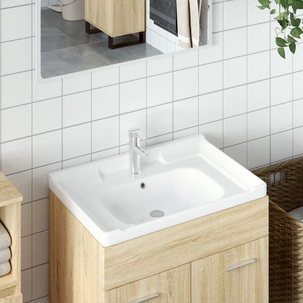 vidaXL Bathroom Sink White 28.0x18.9x9.1" Rectangular Ceramic