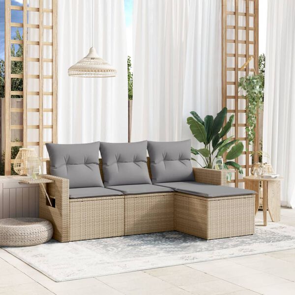 vidaXL Garden Sofa Set Beige and Light grey