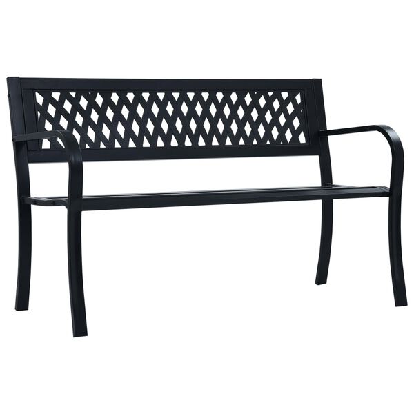 vidaXL Garden Bench Black Steel Standard Durable Garden Bench