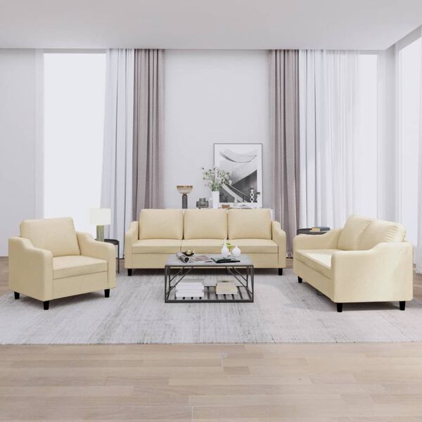 vidaXL Sofa Set Cream Fabric (100% polyester), metal, textilene, plywood