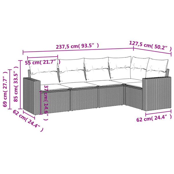 vidaXL Garden Sofa Set Grey