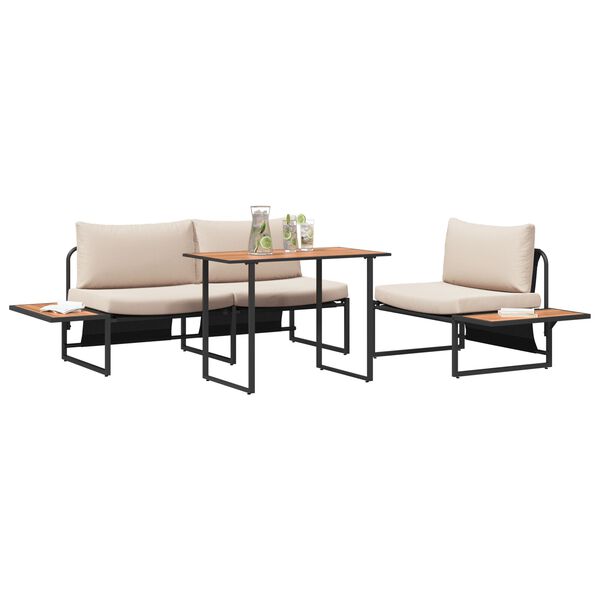vidaXL Garden Dining Set 3 pcs Taupe Steel