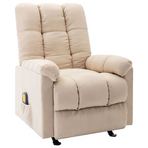 vidaXL Massage Reclining Chair Cream Polyester, Plywood, Metal Standard