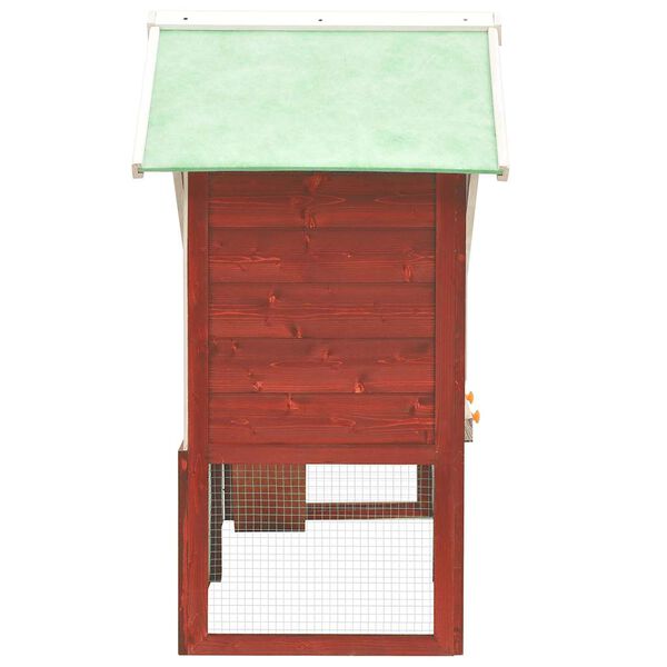 vidaXL Rabbit Hutch Red and White Solid firwood, plywood, steel wire Large