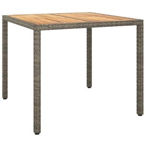 vidaXL Garden Table Grey 35.43 x 35.43 x 29.53 in Poly Rattan