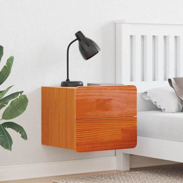 vidaXL Bedside Table Wax Brown 15.35 x 13.39 x 12.99 in Solid pinewood