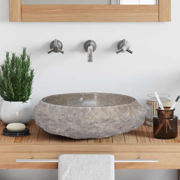 vidaXL Sink Gray Ø15.7"x4.7" Marble