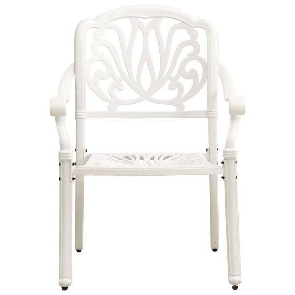 vidaXL Garden Chair Set of 2 White Cast Aluminum Standard Durable