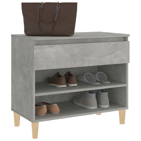 vidaXL Shoe Cabinet Concrete grey Engineered wood, Solid eucalyptus wood