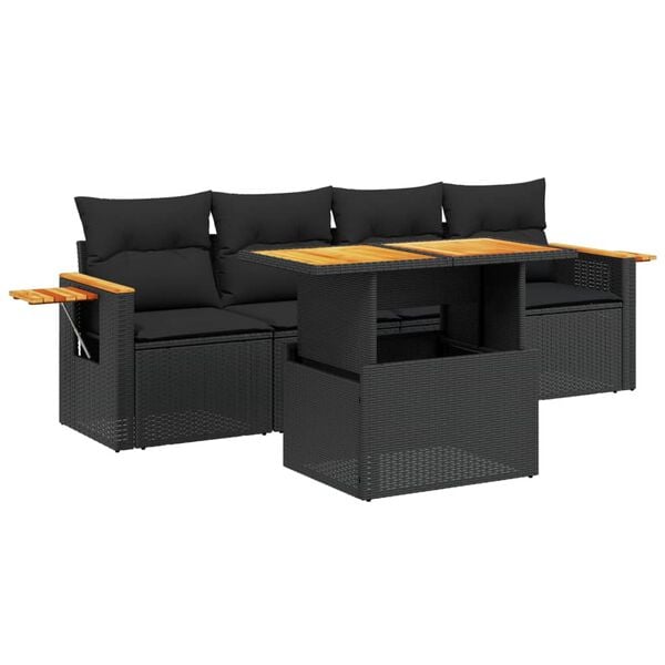vidaXL Garden Sofa Set Black