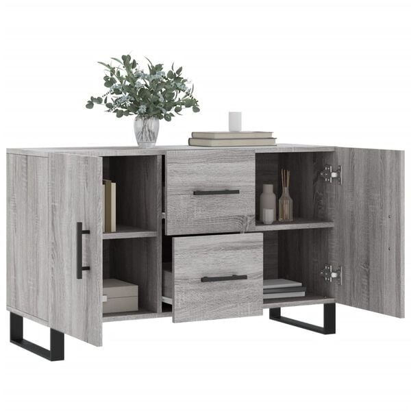 vidaXL Sideboard Grey sonoma Engineered wood, metal Medium Sideboard