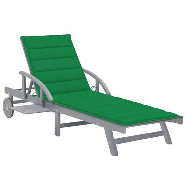 vidaXL Sunlounger Grey Solid acacia wood with grey wash, 100% polyester