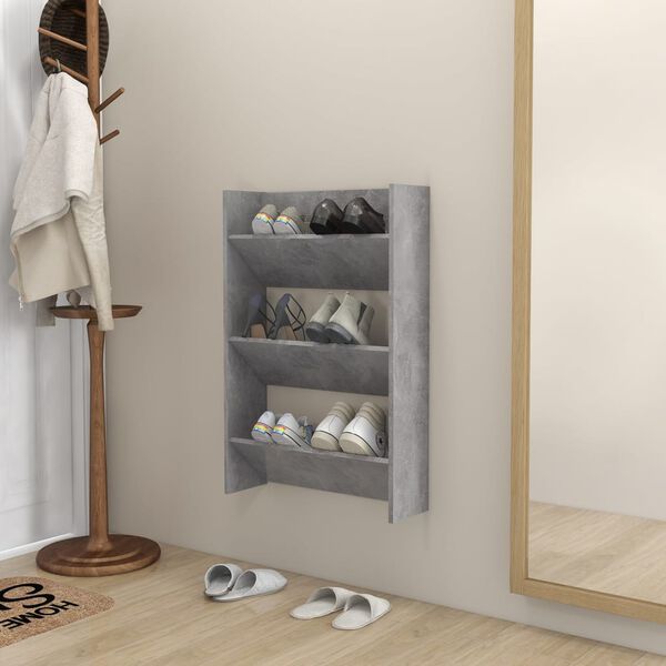 vidaXL Wall Shoe Cabinet Concrete grey Engineered wood Compact