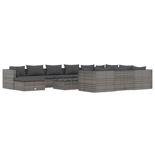 vidaXL Garden Lounge Set Grey PE rattan 12 Piece Set Modular