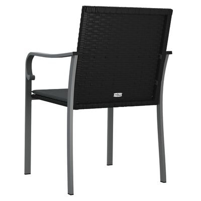 vidaXL Patio Chairs with Cushions 6 pcs Black 22"x23.2"x33.1" Poly Rattan