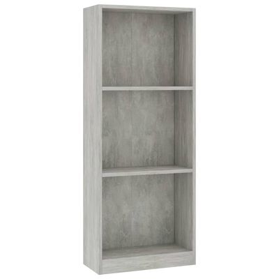 vidaXL 3-Tier Book Cabinet Concrete Gray 15.7"x9.4"x42.5" Engineered Wood
