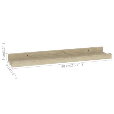 vidaXL Wall Shelves 2 pcs Sonoma Oak 15.7"x3.5"x1.2"