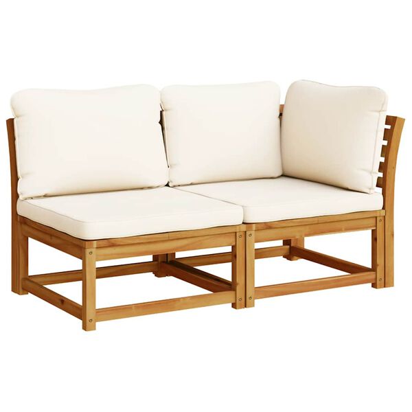 vidaXL Garden Lounge Set Cream, Natural Wood Solid Acacia wood, Polyester