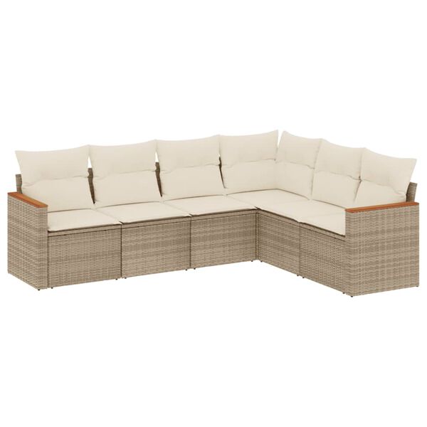vidaXL Garden Sofa Set Beige PE rattan Large Modular Garden Sofa Set