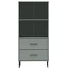 vidaXL Bookcase Grey Solid pine wood, Metal Tall Bookcase Rectangular