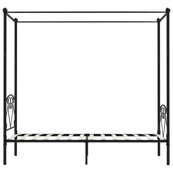 vidaXL Bed Frame Black Solid Metal Single Classic/Traditional