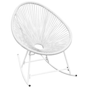 vidaXL Rocking Chair White PE Rattan, Powder-Coated Steel Medium Tough
