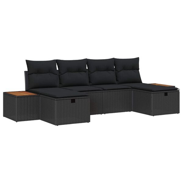 vidaXL Garden Sofa Set 6 pcs Black 55 x 62 x 69 cm Poly rattan