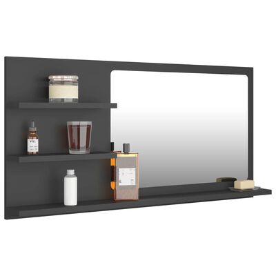 vidaXL Bathroom Mirror Gray 35.4"x4.1"x17.7" Chipboard