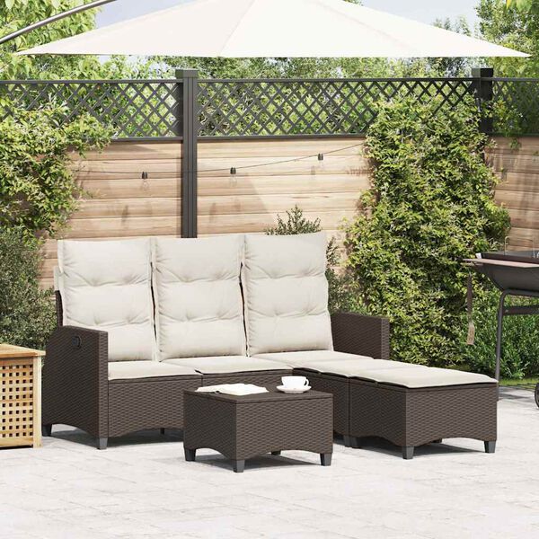 vidaXL Garden Sofa Set Brown PE Rattan Large Modular Garden Sofa Set