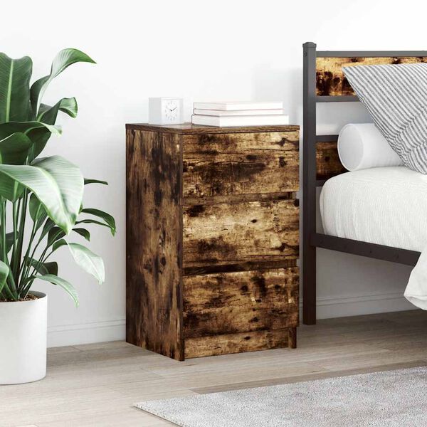 vidaXL Bedside Cabinet Set of 2 Smoked Oak Engineered Wood