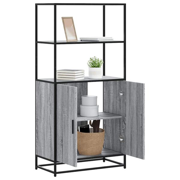 vidaXL Highboard Grey sonoma Engineered wood, metal Tall Highboard