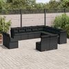 vidaXL Garden Sofa Set Black Poly Rattan, Powder-Coated Steel, Polyester