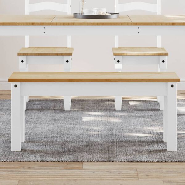 vidaXL Dining Bench White Solid pinewood Medium Dining Bench