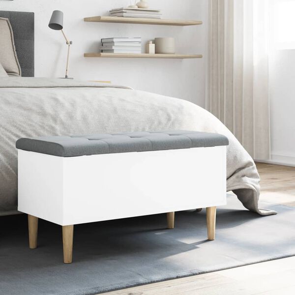 vidaXL Storage Bench White Engineered wood Standard Storage Bench
