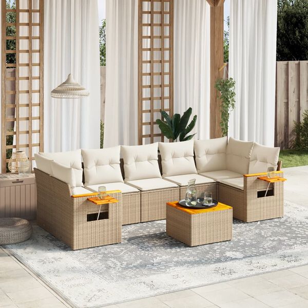 vidaXL Garden Sofa Set Beige, Cream