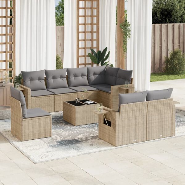 vidaXL Garden Sofa Set Beige, Light Grey