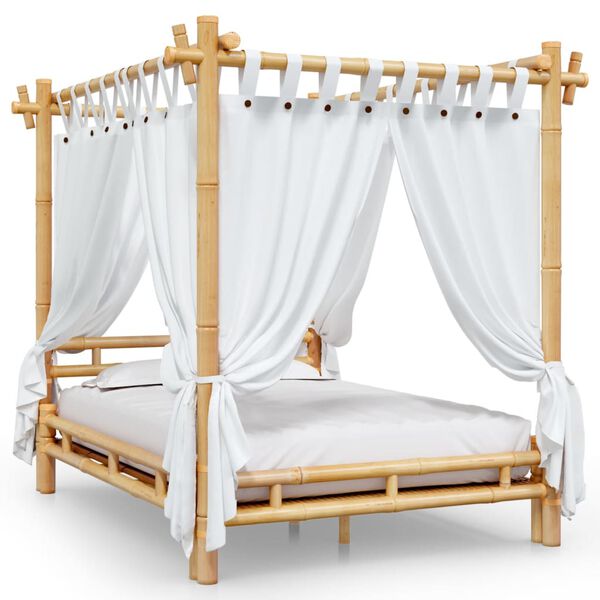 vidaXL Canopy Bed without Mattress 55.1"x78.7" Bamboo