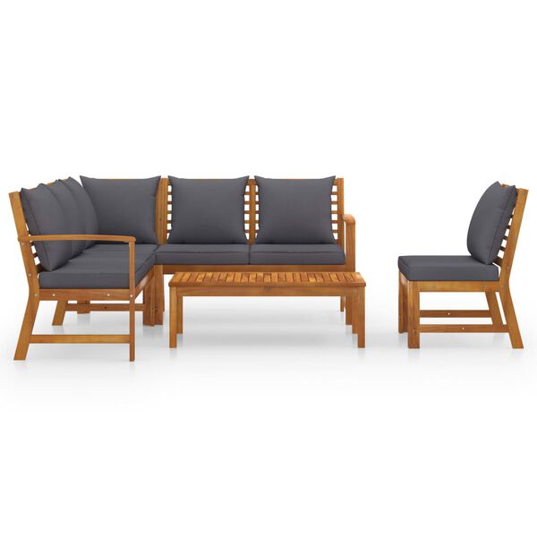 vidaXL Garden Lounge Set Dark Grey, Natural Wood